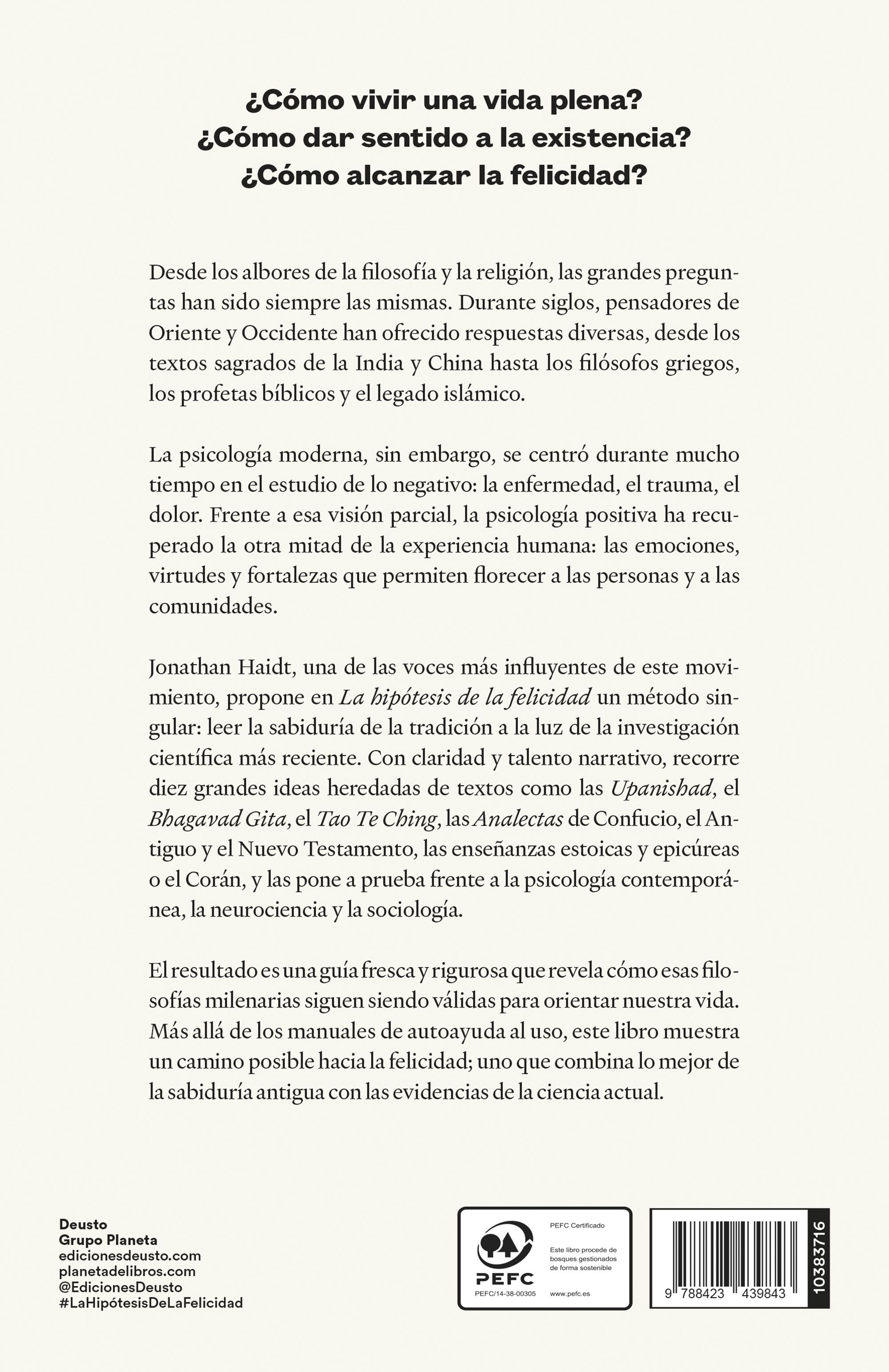 Miniatura contraportada La hipótesis de la felicidad
