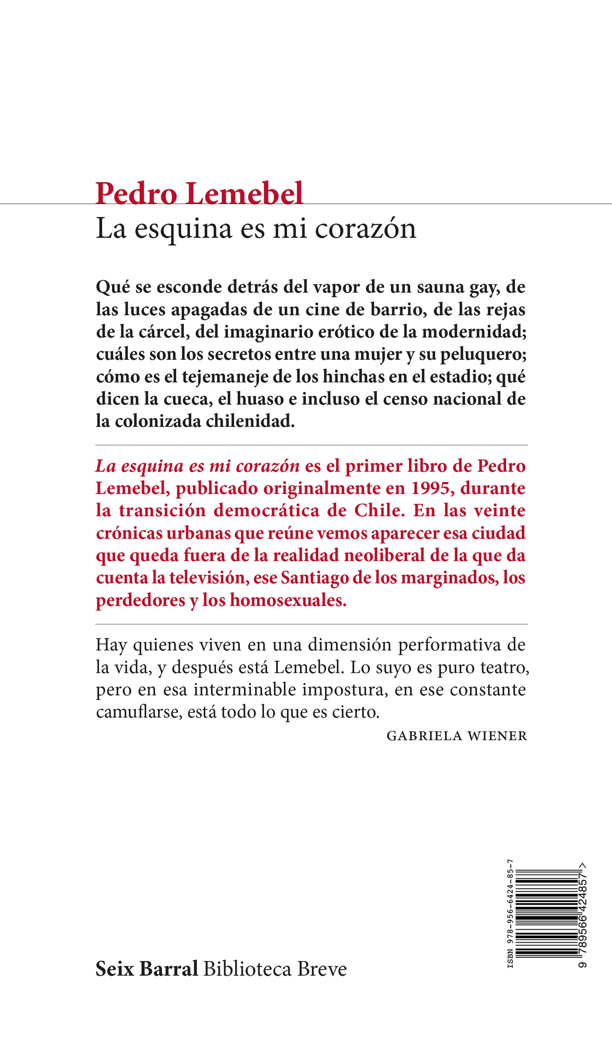 Miniatura contraportada La esquina es mi corazón
