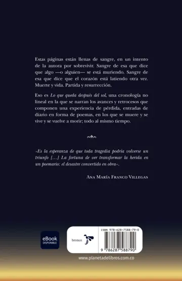 Contraportada Lo que queda después del sol