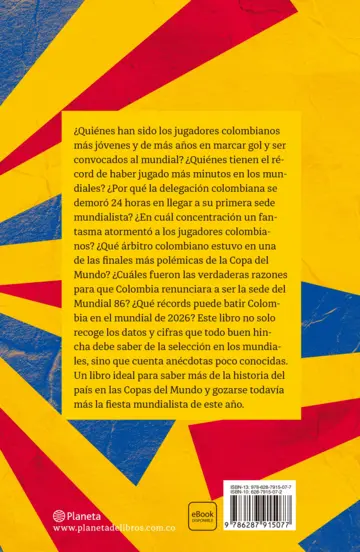 Contraportada 100 datos asombrosos de Colombia en los mundiales