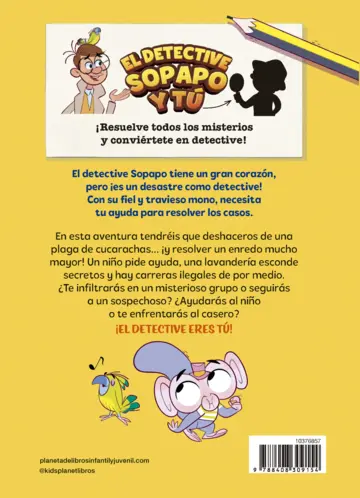 Contraportada El detective Sopapo y tú 4. El caso de la carrera de cucarachas