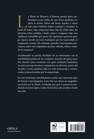 Contraportada Homero y su Ilíada