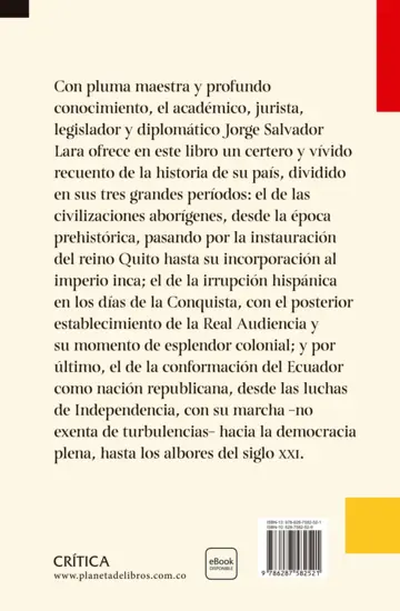 Contraportada Breve historia contemporánea del Ecuador