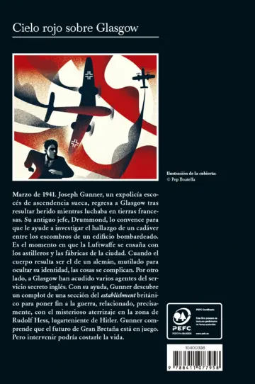 Contraportada Cielo rojo sobre Glasgow (Serie Joseph Gunner 1)