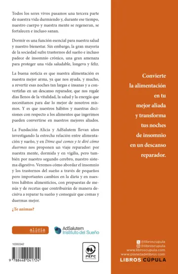 Contraportada Dime qué comes y te diré cómo duermes