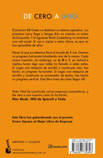 Contraportada De cero a uno