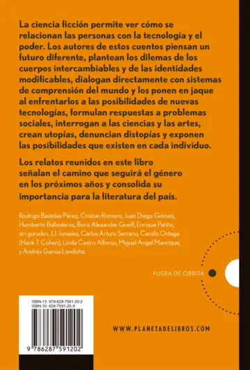 Contraportada Periplos del futuro. Antología de ciencia ficción colombiana