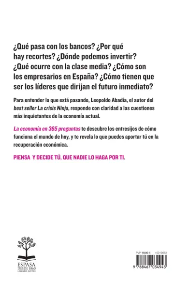 Contraportada Economía en 365 preguntas