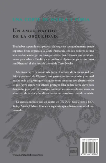 Contraportada Una corte de niebla y furia (Nueva Edición)