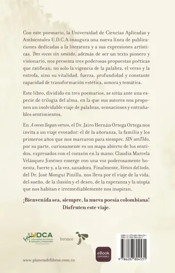 Contraportada Tres voces sin sentido