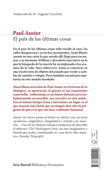 Contraportada El país de las últimas cosas
