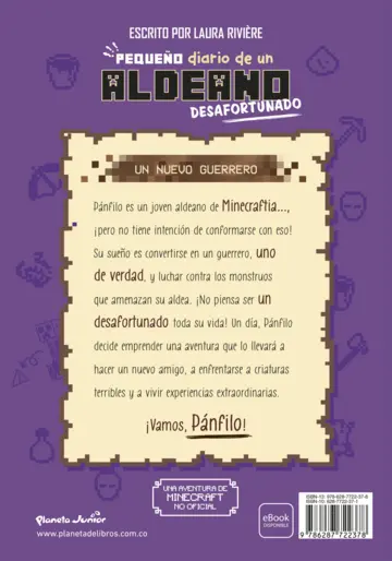 Contraportada Minecraft. Pequeño diario de un aldeano desafortunado