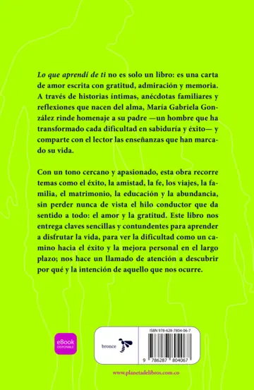 Contraportada Lo que aprendí de ti