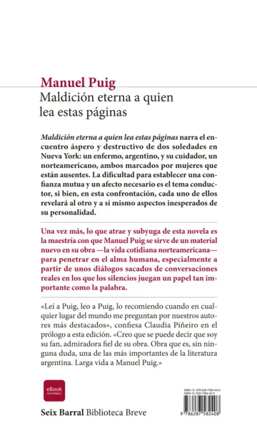 Contraportada Maldición eterna a quien lea estas páginas