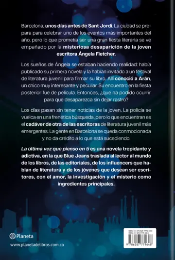 Contraportada La última vez que pienso en ti