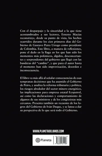 Contraportada Entre la espada y el cambio