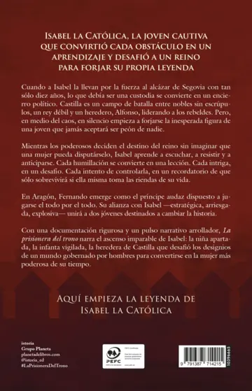 Contraportada La prisionera del trono