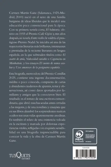 Contraportada Carmen Martín Gaite