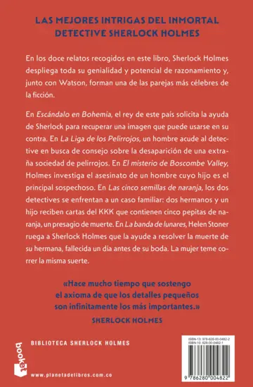 Contraportada Las aventuras de Sherlock Holmes