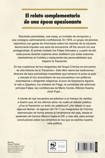 Contraportada Grupo Crónica: Testigos de la Transición