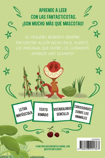 Contraportada Aprender a leer con Las Fantasticotas 10. Roberto y el bicho del huerto