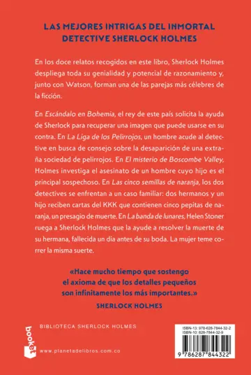 Contraportada Las aventuras de Sherlock Holmes