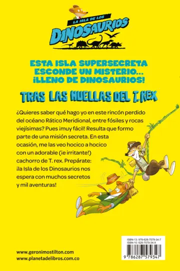 Contraportada La isla de los dinosaurios 1. Tras las huellas del T. rex