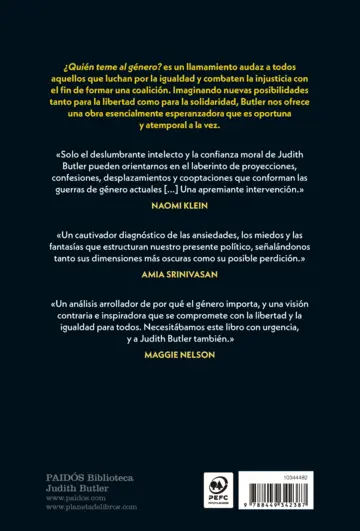 Contraportada ¿Quién teme al género?