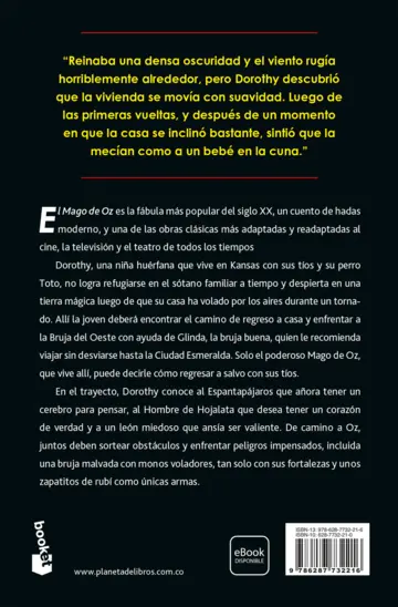 Contraportada El mago de Oz