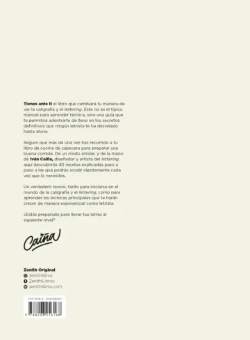 Contraportada 40 Recetas de Caligrafía y Lettering
