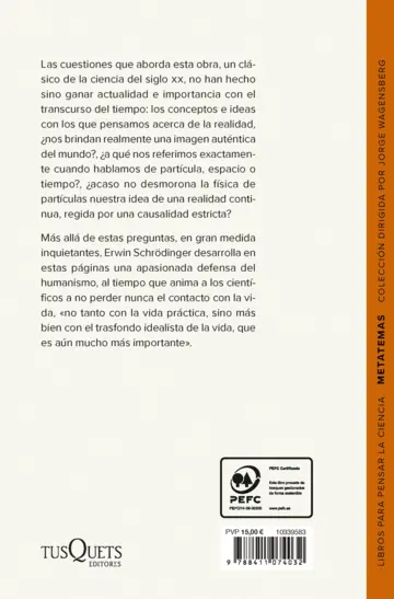 Contraportada Ciencia y humanismo