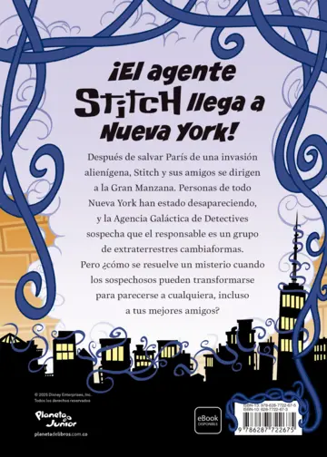Contraportada Agente Stitch 2. Caos en la Gran Manzana