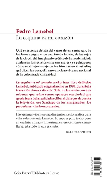 Contraportada La esquina es mi corazón