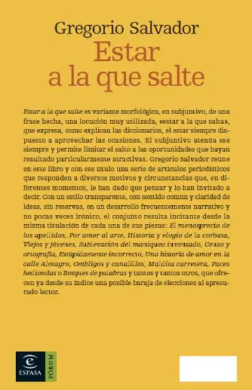 Contraportada Estar a la que salte