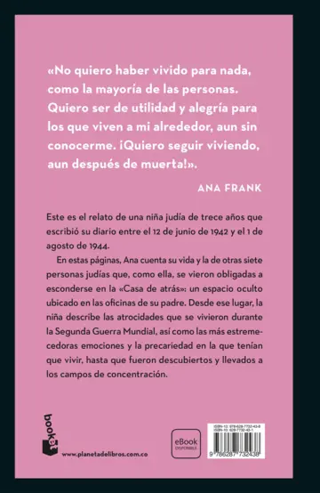 Contraportada El diario de Ana Frank