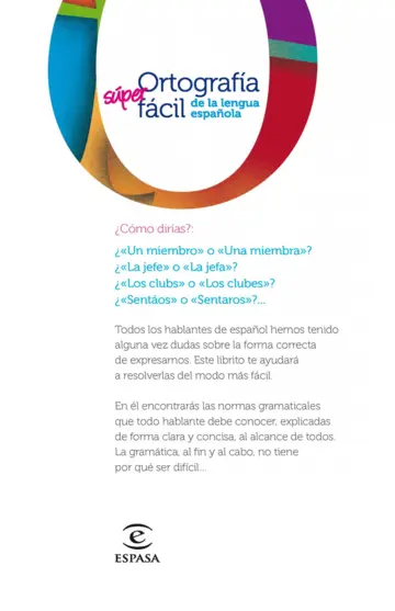 Contraportada Ortografía fácil de la lengua española.