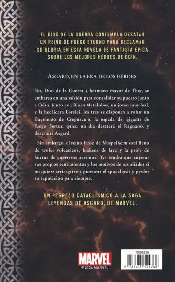 Contraportada Leyendas de Asgard. La espada de Surtur (novela)